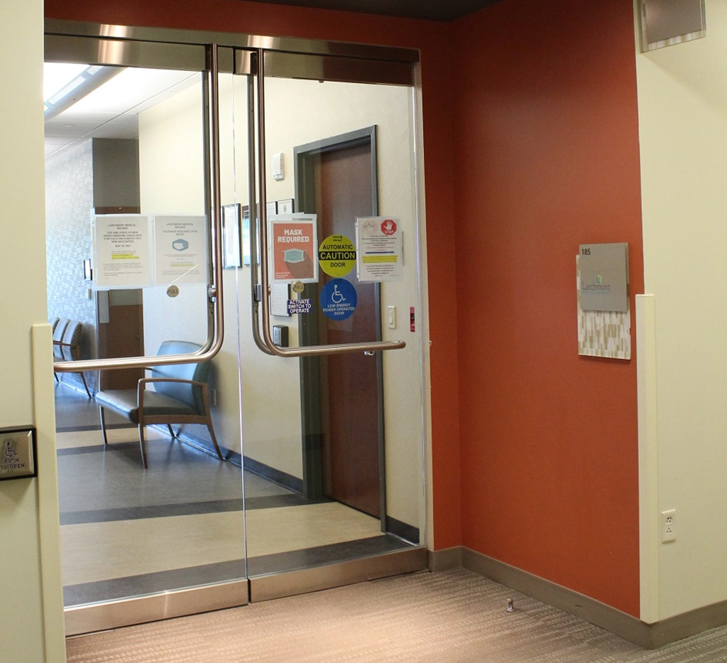 The Doors To The Waiting Room Of The Larchmont Medical Imaging Moorestown Office